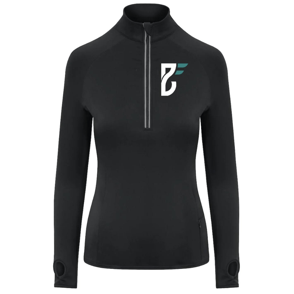 Big Bobble Hats Ltd Custom Clothing Extra Small Base Fitness Women's Long Sleeved 1/2 Zip