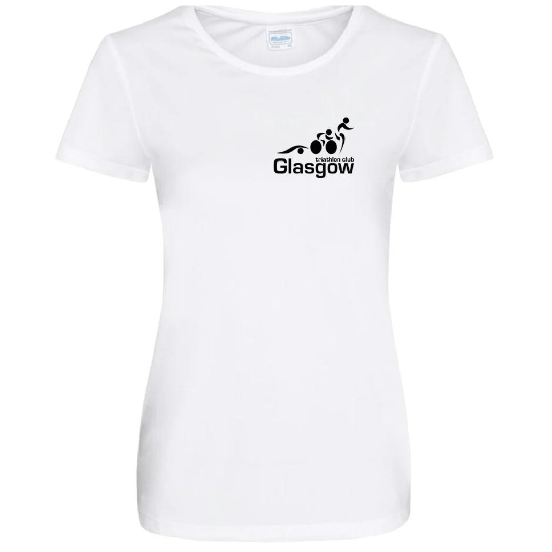 Big Bobble Hats Ltd Custom Clothing Extra Small Glasgow Triathlon Club Ladies Technical White T-Shirt