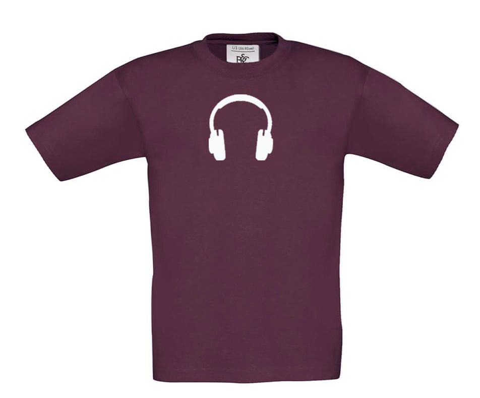 Big Bobble Hats Ltd T-Shirts 3-4 / Burgundy Kids Headphones T-Shirt