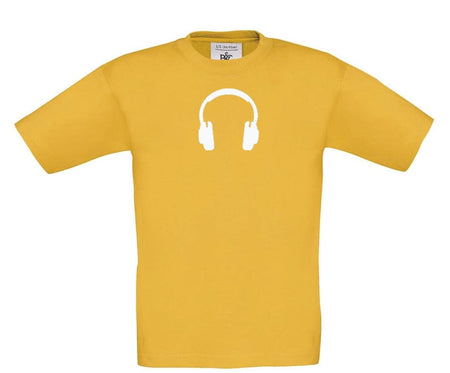 Big Bobble Hats Ltd T-Shirts 3-4 / Gold Kids Headphones T-Shirt