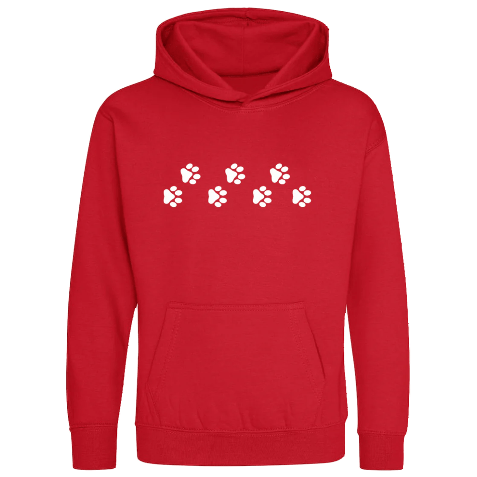 Big Bobble Hats Ltd Kids Hoody Extra Extra Small / Red Kids Paw Prints Hoodie