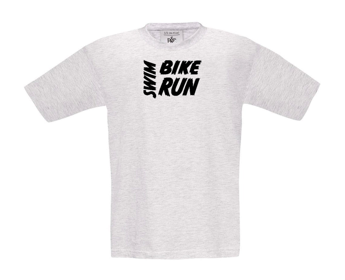 Big Bobble Hats Ltd T-Shirts 3-4 / Ash Kids Swim Bike Run T-Shirt