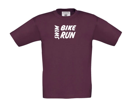 Big Bobble Hats Ltd T-Shirts 3-4 / Burgundy Kids Swim Bike Run T-Shirt