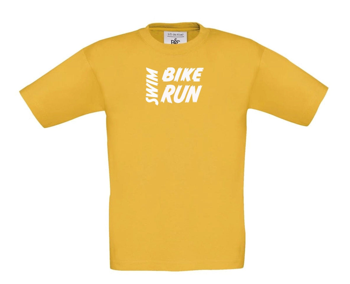 Big Bobble Hats Ltd T-Shirts 3-4 / Gold Kids Swim Bike Run T-Shirt