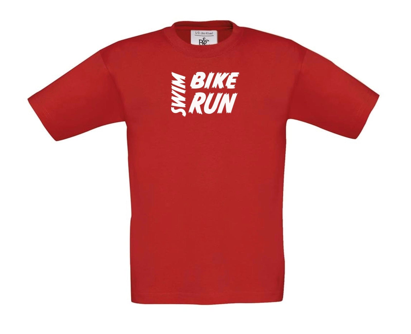 Big Bobble Hats Ltd T-Shirts 3-4 / Red Kids Swim Bike Run T-Shirt