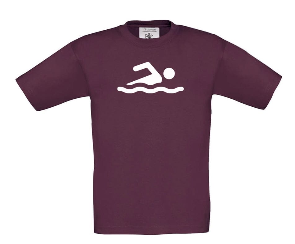 Big Bobble Hats Ltd T-Shirts 3-4 / Burgundy Kids Swimmer T-Shirt