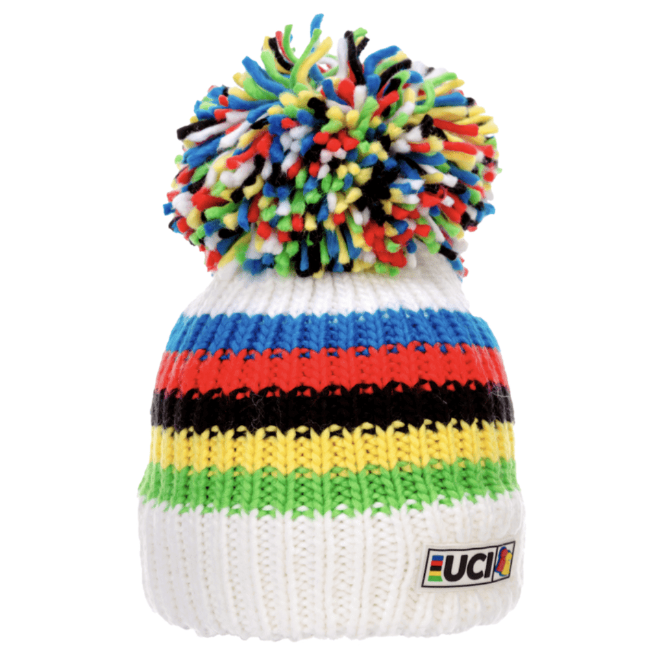 Big Bobble Hats Ltd Big Bobble Hat Kids UCI White Rainbow Stripes