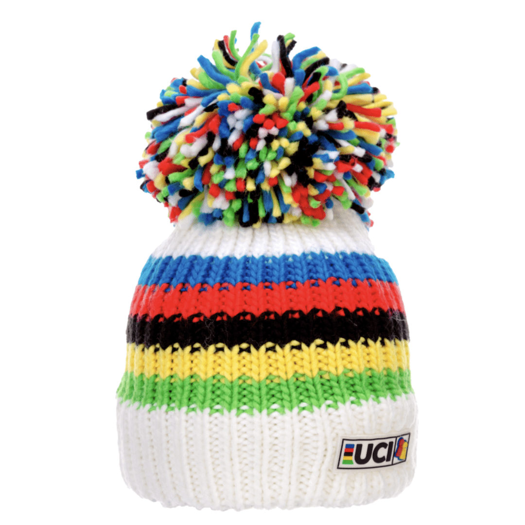 Big Bobble Hats Ltd Big Bobble Hat UCI White Rainbow Stripes