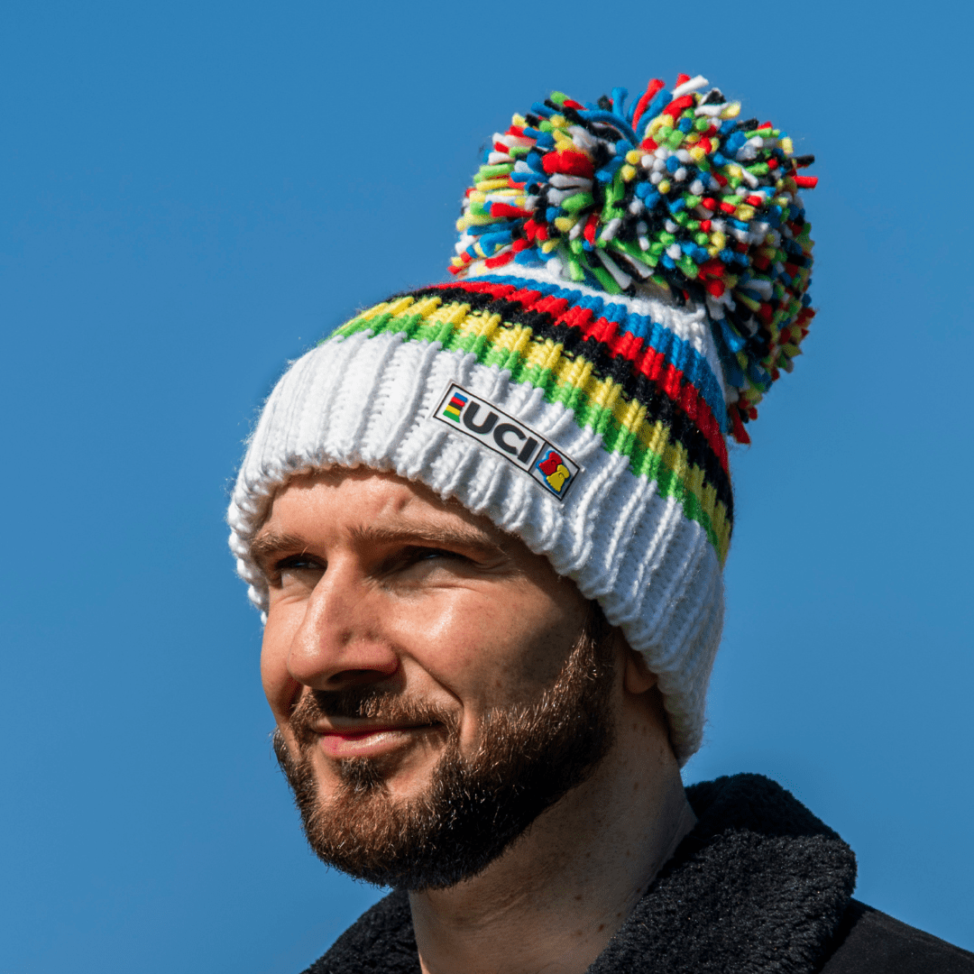 Big Bobble Hats Ltd Big Bobble Hat UCI White Rainbow Stripes