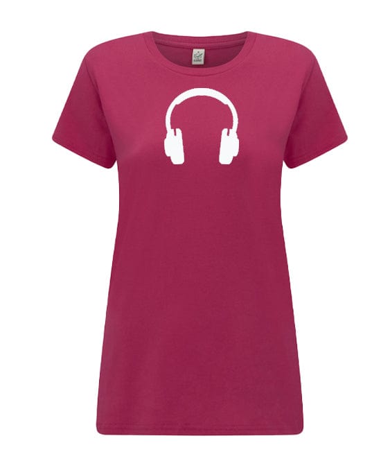 Big Bobble Hats Ltd T-Shirts Extra Small / Pink Women's Headphones T-Shirt