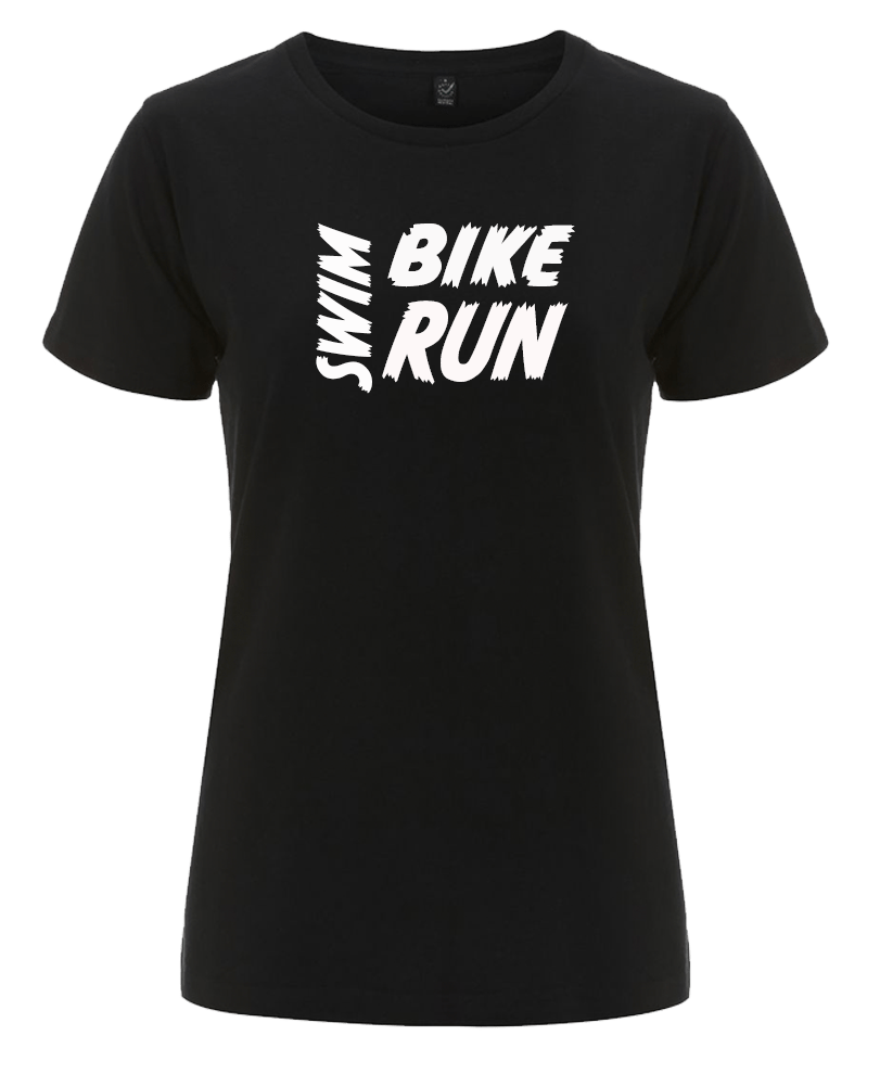 Big Bobble Hats Ltd T-Shirts Extra Small / Black Women's Swim Bike Run T-Shirt