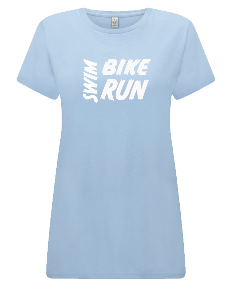 Big Bobble Hats Ltd T-Shirts Extra Small / Light Blue Women's Swim Bike Run T-Shirt