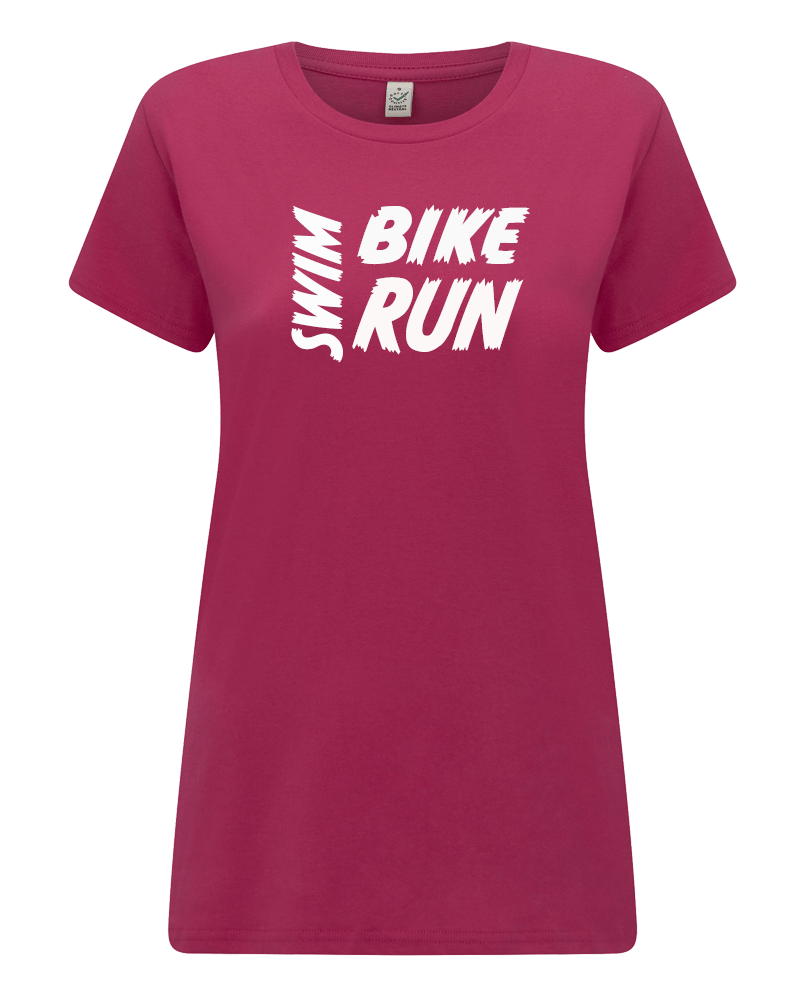 Big Bobble Hats Ltd T-Shirts Extra Small / Pink Women's Swim Bike Run T-Shirt