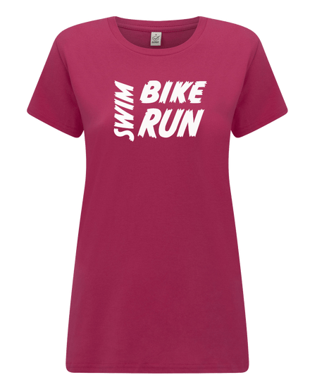 Big Bobble Hats Ltd T-Shirts Extra Small / Pink Women's Swim Bike Run T-Shirt