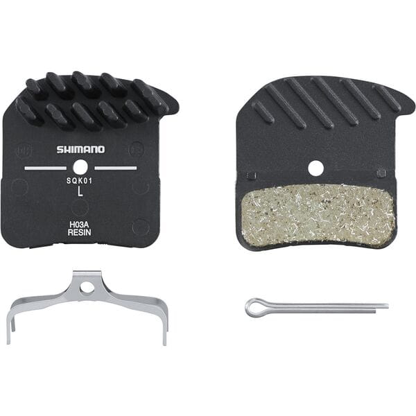 Shimano H03A disc pads and spring, alloy back with cooling fins, resin