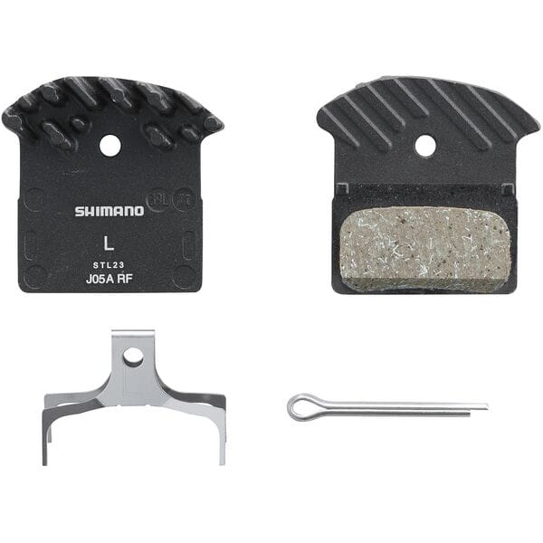 Shimano J05A-RF disc pads and spring, alloy back with cooling fins, resin