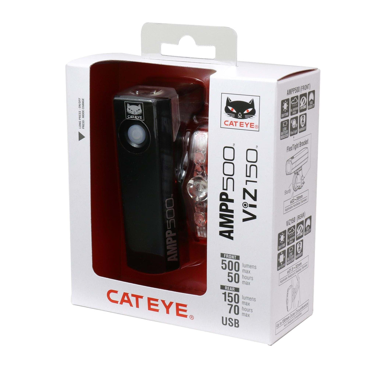 Cateye Lights CATEYE AMPP 500S / VIZ 150 BIKE LIGHT SET