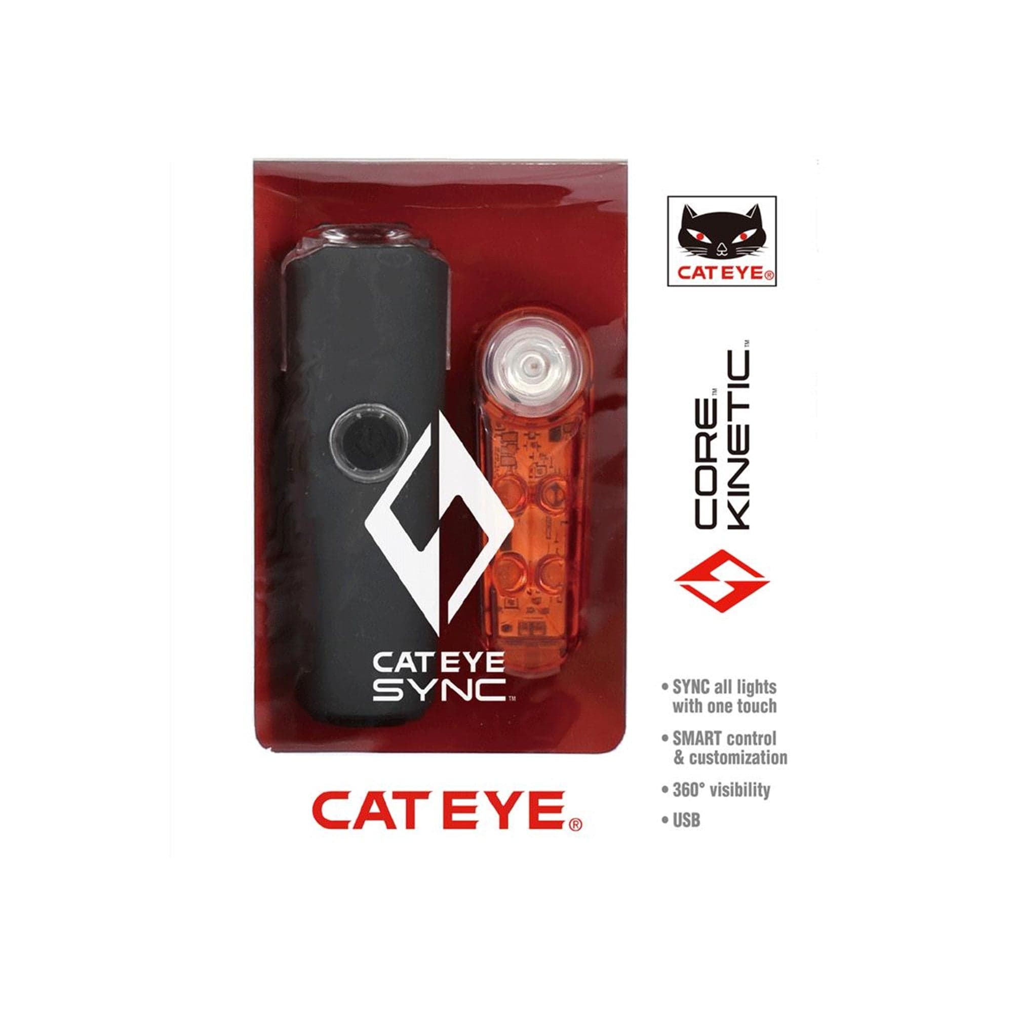 Cateye Lights CATEYE SYNC CORE / SYNC KINETIC BLUETOOTH CONNECTED BIKE LIGHT SET