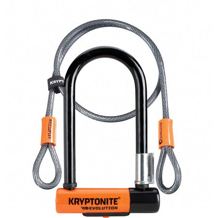 Kryptonite Bike Lock Evolution Mini 7 U-Lock with 4 Foot Cable and Flexframe Bracket