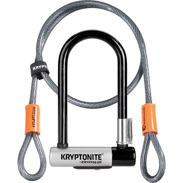 Kryptonite Bike Lock Kryptolok Mini U-Lock With 4 Foot Flex and Flexframe Bracket