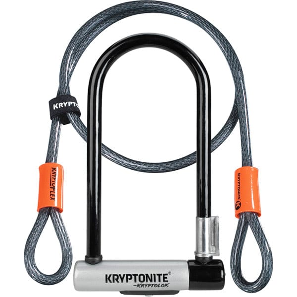 Kryptonite Bike Lock Kryptolok Standard U-Lock with 4 foot Kryptoflex cable