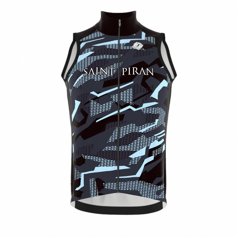 Saint Piran Service Course Icon Gilet Gravel Blue Icon Gilet High Collar