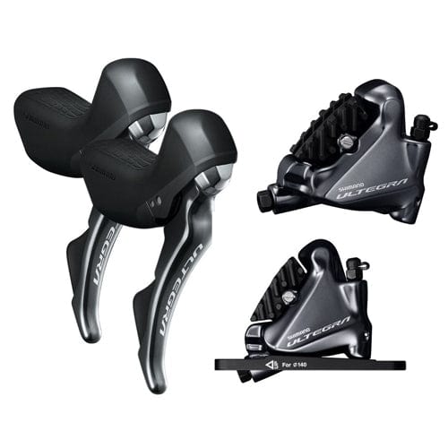 Shimano Gear Shifters Ultegra R8020 11spd Hydraulic Mechanical STI/R8070 Flat Mount Calipers Set