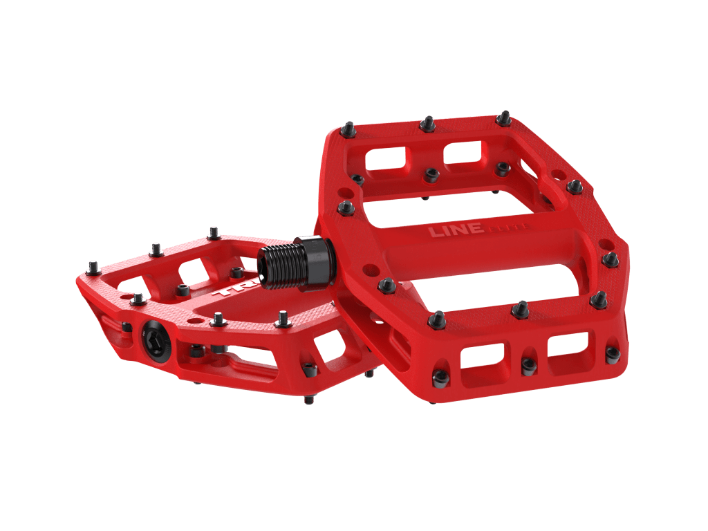 Trek Flat Pedals Radioactive Red Trek Line Elite Flat Pedal Set