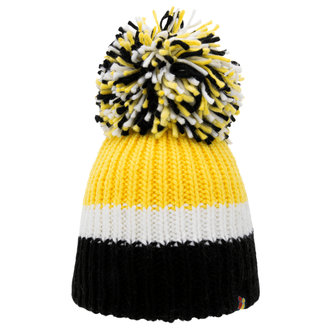 Big Bobble Hats Ltd Big Bobble Hat Black, White & Yellow Big Bobble Hat