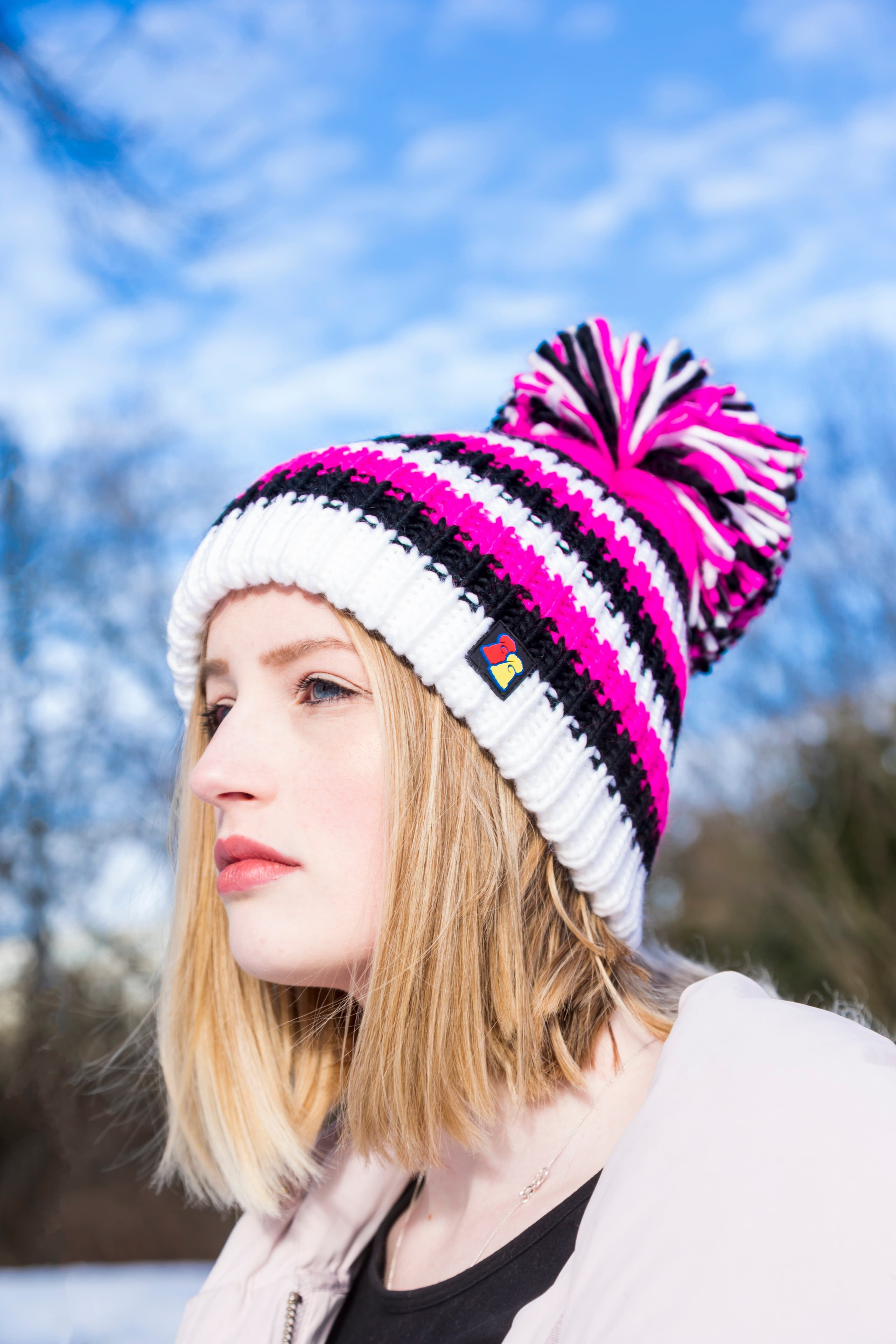 Big Bobble Hats Ltd Big Bobble Hat Pink Zebra