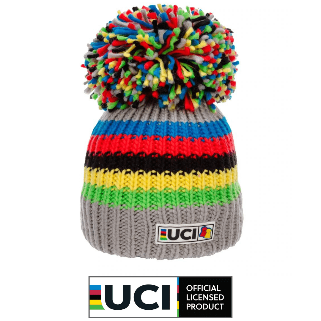 Big Bobble Hats Ltd Big Bobble Hat UCI Grey Rainbow Stripes