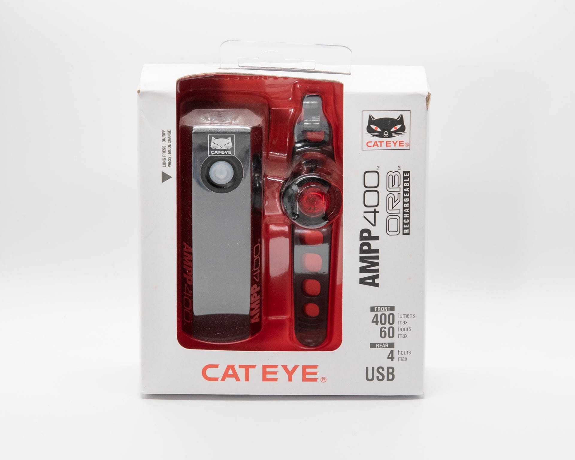 Cateye Lights Cateye Ampp 400/Orb Rechargeable Light Set