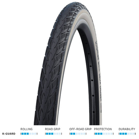 Schwalbe MTB Tyres Black-White / 700x28c Schwalbe Delta Cruiser K-Guard