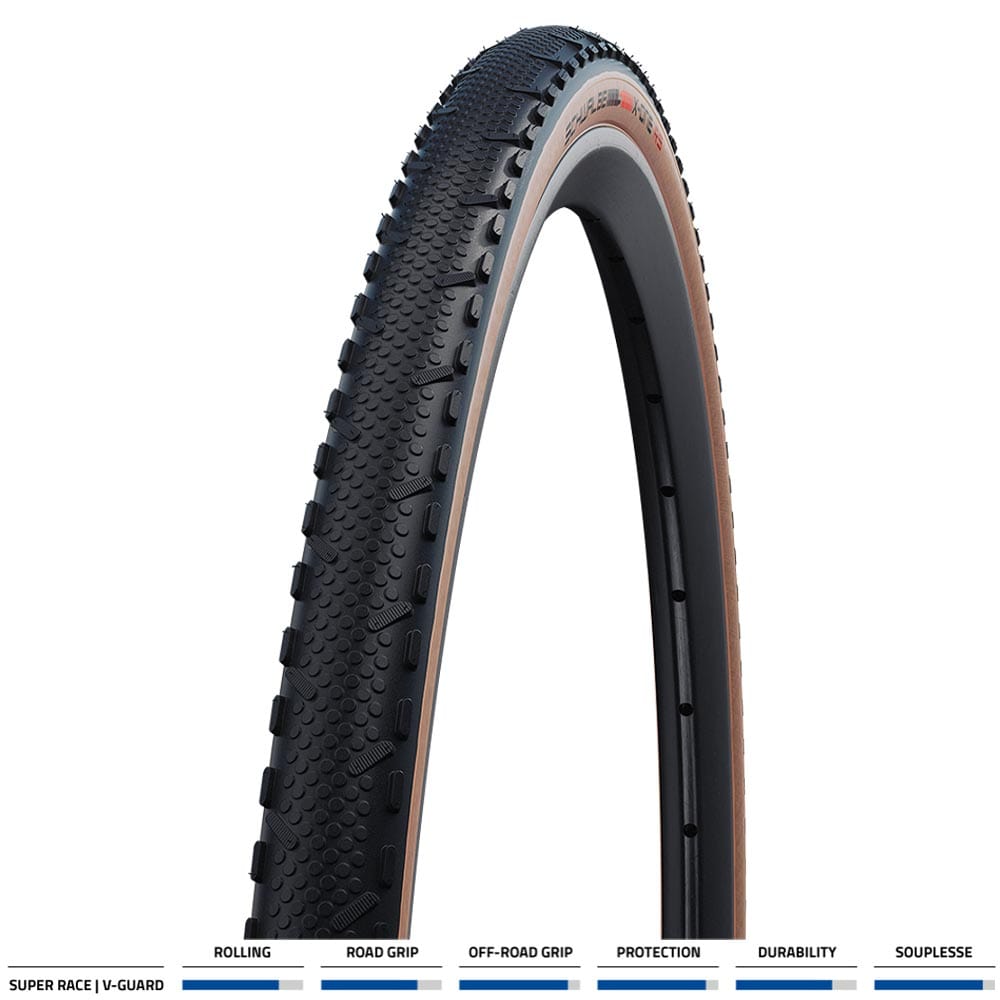 Schwalbe Gravel Tyres 700x33 Fold / Black Tan Schwalbe X-One RS Evo V-Guard TLE