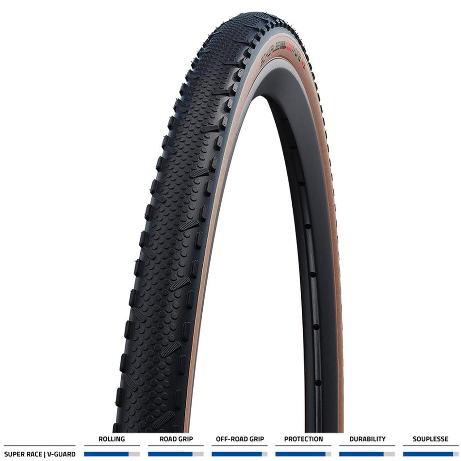 Schwalbe Gravel Tyres 700x33 Fold / Black Tan Schwalbe X-One RS Evo V-Guard TLE